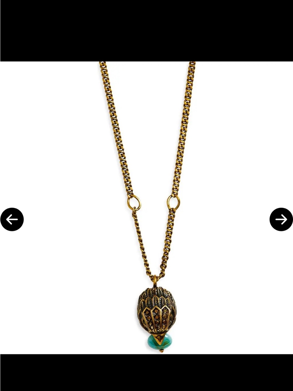 Kurt Geiger Gold-Tone Filigree Pendant Necklace with Teal Bead